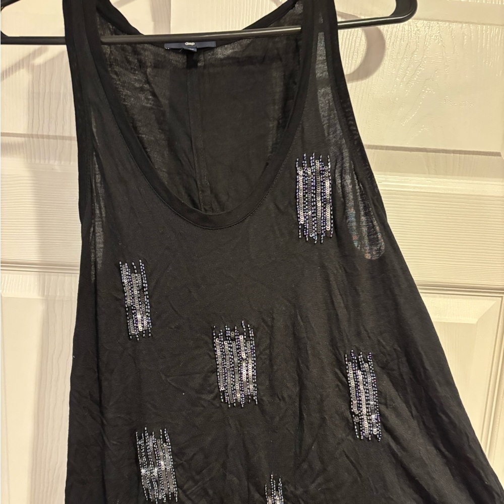 GAP Black Tank Top with Silver Sequin Details